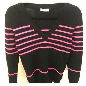 Sonia Rykeil black with hot pink striped sweater